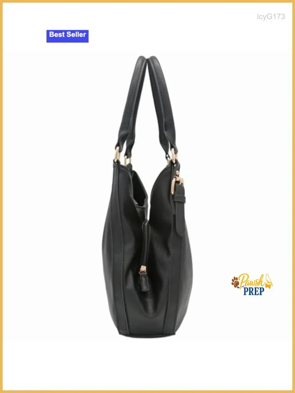 Lightweight Faux Leather 3 Compartment Medium Hobo Bag with Gold Hardware